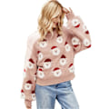 Miniatyrbillede 1 af 4: Dame Julemands Strikket Sweater Rund Hals Langærmet Sjov Pullover til Efterår Vinter Pink S