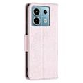 Miniatyrbillede 5 af 5: Til Xiaomi Redmi Note 13 Pro 5G Telefon Cover Ensfarvet PU Læder Stand View Cover Litchi Tekstur Rose Gold