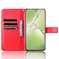 Miniatyrbild 2 av 5: För Oppo K12x 5G/ OnePlus Nord CE 4 Lite 5G Mobilskal Stötsäkert Läder Flipfodral Red