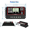 Miniatyrbillede 2 af 5: Solar Opladningscontroller Sort Solpanel Batteri Smart Regulator Dobbelt USB-porte Automatisk Justerbar LCD-skærm
