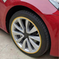 Miniatyrbild 4 av 5: 4 STK Fälskyddsring Repskydd Universal Passform Ersättning för Tesla Model 3 2017 till 2023 18-tums Hjul Gul
