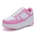 Miniatyrbild 1 av 7: Rullskridskoskor Barn Sneakers med Hjul Barn Rullskridskor Mode Utomhussportskor Flickor Pojkar white pink 30