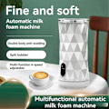Miniatyrbilde 2 av 5: Melkeskummer 4-i-1, varm og kald skummaskin med automatisk avstenging, steamer for kaffe, latte, cappuccino, matcha - Hvit