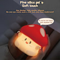 Miniatyrbillede 3 af 5: Sød Svampe Natlampe Blødt Lys Flicker Fri Timer Funktion Genopladelig 2 Niveauer Dæmpbar Natlampe Sengelampe