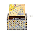 Miniatyrbild 1 av 5: Handsnidad Speldosa i Trä med Handvev - You Are My Sunshine style 6