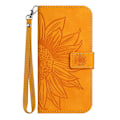 Miniatyrbild 2 av 5: För Samsung Galaxy A73 5G HT04 Skin-Touch PU Läder Folio Flip Telefonfodral med Tryckt Solrosstativ Yellow