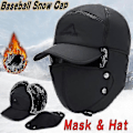 Miniatyrbillede 1 af 5: Herre Vinter Casual Baseball Sne Cap Vindtæt Tyk Varm Hue Hat Black