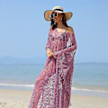 Miniatyrbillede 2 af 5: Strandkjole Boho Blonde Kimono Plus Size Bikini Morgenkåbe Badedragt Til Kvinder Ensfarvet Plum