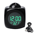 Miniatyrbilde 4 av 4: Projeksjonsvekkerklokke Digital Stemmestyrt Tid Temperatur LCD Digital Vekkerklokke White with USB