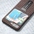 Miniatyrbild 4 av 4: Lyxigt texturerat fodral med stativ i äkta kohudläder + PC-skal för Samsung Galaxy Z Flip5 5G Espresso