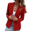 Miniatyrbild 2 av 3: Kvinnors Enknappig Kragekostymjacka Blazer Långärmad Rock Business Casual Slim Fit Ytterkläder Red 2XL