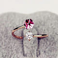 Miniatyrbild 4 av 5: Öppen Ring Justerbar Dam Flerfärgad Cubic Zirconia Smycken för Förlovning