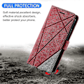 Miniatyrbillede 5 af 5: Til Samsung Galaxy Xcover 5 Wallet Case Linjer Præget PU Læder Telefon Bagcover Red