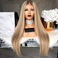 Miniatyrbild 2 av 4: Kvinnor Blond Modeperuk Lång Rak Rot Ombre Cosplay