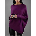 Miniatyrbilde 1 av 4: Asymmetrisk drapert genser, en genser så myk som skyene, dame langermet slouch batwing ensfarget myk strikket genser Purple