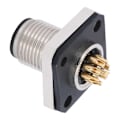 Miniatyrbillede 2 af 5: Vandtæt Konnektor 8 Pin Firkantet Flange M12 Gevind Kabel Aviation Socket M12HP8