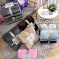 Miniatyrbillede 3 af 5: Flannel Fleece Kastetæppe til Sofa Blødt Tæppe Ensfarvet Sengetæppe Plys Betræk til Seng Gave, C