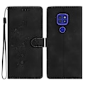 Miniatyrbilde 1 av 5: Blomster Skinnveske For Motorola Moto G9 / G9 Play / E7 Plus Black