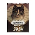 Miniatyrbillede 1 af 5: 2024 Vægkalender Søde Grimme Katte Forskellige Billeder Sikkert Holdbart Papir Kattekalender til Familie Kontor Dekoration