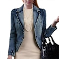 Miniatyrbild 1 av 4: Dam Denimjacka Jeansjacka Kavaj Ytterkläder Casual Topp Plusstorlek M