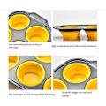Miniatyrbilde 5 av 5: Silikon Muffinsform med Metallramme, Egg Bite Maker Silikonformer for Baking, Cupcake Former 12 Vanlig Størrelse Gul