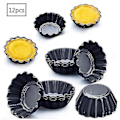 Miniatyrbilde 1 av 2: Eggekakeformer 12 stk, Mini terteform for baking, aluminiumsformer