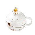 Miniatyrbillede 2 af 4: Astronaut Kop Rum Præget Planet Krus, Sødt Keramisk Kaffekrus, Nyt Krus med Låg og Ske til Kaffe, Te, Mælk, Rumindretning White