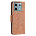 Miniatyrbilde 5 av 5: For Xiaomi Redmi Note 13 Pro 5G Telefondeksel Solid Farge PU Lær Stativ Visningsdeksel Litchi Tekstur Brown