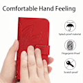 Miniatyrbild 5 av 5: För Samsung Galaxy A73 5G HT04 Skin-Touch PU Läder Folio Flip Telefonfodral med Tryckt Solrosstativ Red