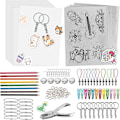 Miniatyrbillede 1 af 5: A5 ShrinkyDink Nøgleringssæt, Krympeplast Papirsæt til Børn DIY Kunsthåndværk med Nøglering Ørering Hårspænder Broche