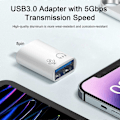 Miniatyrbild 2 av 5: 2-i-1 USB-minne Laddningsdataadapter 5 Gbps Hög Hastighet Stabil Överföring 8-Pin till USB 3.0 Adapter