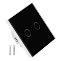 Pikkukuva 2 / 5: Type 86 2-suuntainen älykäs kosketuskytkin, ääniohjaus, kotitalouskäyttöön, kondensaattoriton, taustavalaistu kytkin Zigbee Tuya -järjestelmälle (musta)