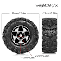 Miniatyrbilde 5 av 5: 4 stk. 57mm 1.0inch Metall Beadlock Hjul Dekk Sett for 1/18 1/24 RC Crawler Bil TRX4M SCX24 AX24 FCX24 Svart