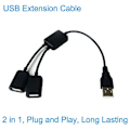 Miniatyrbilde 2 av 5: USB-forlengelseskabel 2 i 1 Universal Høyhastighets Anti-interferens Stabilt Signal USB-utvidelse Bærbar 1 Hann til 2 USB Hunn Datahub Strømadapter f