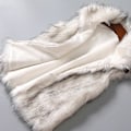 Miniatyrbilde 5 av 5: Ullvest for kvinner Fuskepelsvest Ståkrage Fuskepelskåpe Vestjakke L 2XL