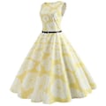 Miniatyrbillede 2 af 4: Dame Vintage 50'er 60'er Swing Blomstret Midi Kjole Fest Cocktail Midi Kjoler Prom Kjole S