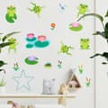 Väggdekaler med groda och lotusblomma för sovrum, vardagsrum och TV-vägg