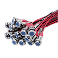 Miniatyrbillede 1 af 5: 20 stk. 6 mm metal LED-advarselsindikatorlys Signallampe Pilot Onboard Display-lys med ledning 3V blå