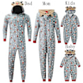 Miniatyrbillede 1 af 5: Jule Familie Sæt Tøj Voksen Børn Hjorte Hætte Romper Jumpsuit Familie Pyjamas Nattøj Julemand Matchende Familie Outfit 9-10 Years