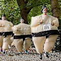 Miniatyrbild 5 av 5: Sumo Wrestlare Uniform Vuxen Uppblåsbar Kostym Med Fläkt Purple Kids 140-160cm