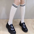Pikkukuva 2 / 5: Jk Sukka Lolita Säärystimet Ontto Jk Sukka Harajuku Pitkä Sukka Löysä Sukka Black wave pattern h