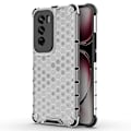 Miniatyrbillede 1 af 5: Til Oppo Reno12 5G Cover PC+TPU Telefon Cover Honeycomb Form Stødabsorberende Grey