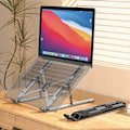 Miniatyrbillede 4 af 5: Bærbar computerholder Foldbar 10 niveauer Højdejusterbar Universal Hul Varmeafledning Skridsikker Bærbar Stationær Tablet Computer Stand Computertilbehør