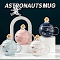 Miniatyrbillede 1 af 4: Astronaut Kop Rum Præget Planet Krus, Sødt Keramisk Kaffekrus, Nyt Krus med Låg og Ske til Kaffe, Te, Mælk, Rumindretning White