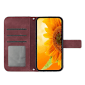 Miniatyrbild 3 av 5: För Samsung Galaxy A73 5G HT04 Skin-Touch PU Läder Folio Flip Telefonfodral med Tryckt Solrosstativ Wine Red