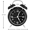 Miniatyrbilde 4 av 5: Dobbelklokkevekker Retro-vekker, analog lydløs vekkerklokke for soverom, stue, kjøkken