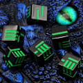 Miniatyrbillede 5 af 5: Metal terninger, 6 stk. tungt, solidt metalterningsæt til Dungeons and Dragons bordspil grøn sort