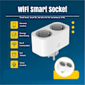 Pikkukuva 2 / 5: TUYA Älykäs Wifi Kaksoispistorasia 16A 2-in-1 Pistorasia Älykäs Koti Ajoitus APP Ääniohjaus Toimii CLY809M EU-pistoke