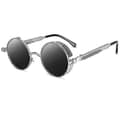 Miniatyrbilde 2 av 5: Vintage Polariserte Steampunk Solbriller Herre Runde Silver Frame Grey Lenses