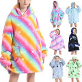Miniatyrbild 1 av 3: Fleecefodrad Filttröja Varm Sherpa Oversized Stjärnfickor Loungewear Nattkläder För Flickor Pojkar Tonåringar Gold